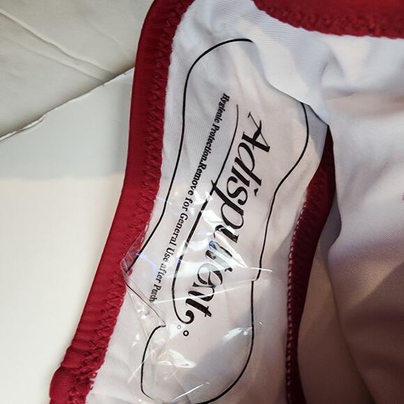 New Red Black Polka Dot One Piece Swimsuit 856 Cutouts Side Sash Size L - Picture 6 of 9